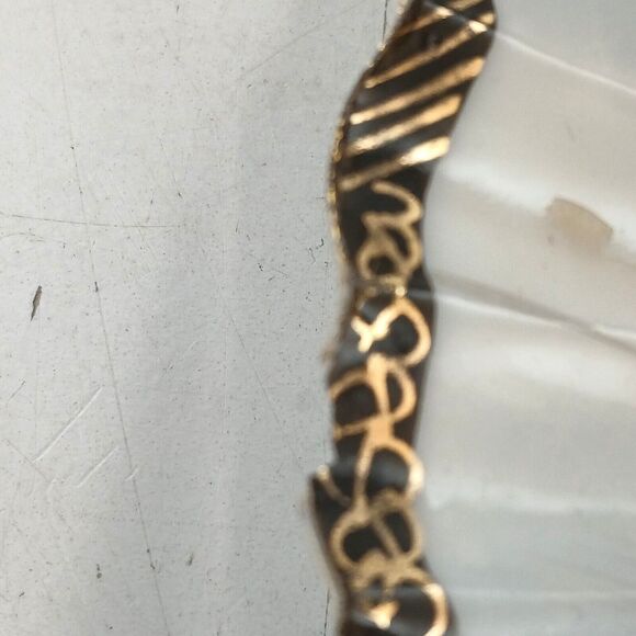 Lot of 5 Japanese Kutani Porcelain Plates Scalloped Edge w/ Black Gold Trim - Picture 9 of 13